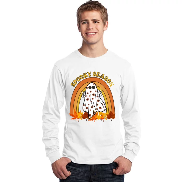 Retro Halloween Spooky Season Ghost Fall Rainbow Tall Long Sleeve T-Shirt