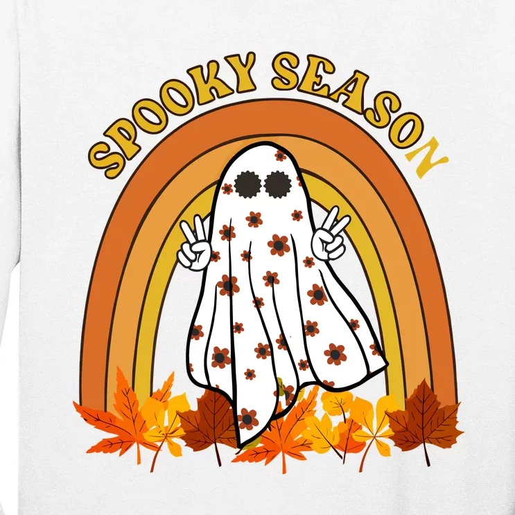 Retro Halloween Spooky Season Ghost Fall Rainbow Tall Long Sleeve T-Shirt