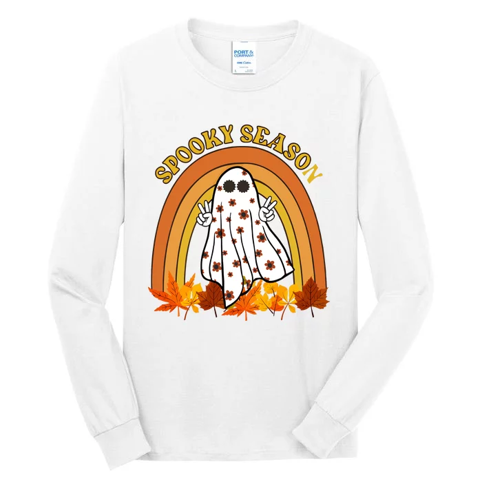 Retro Halloween Spooky Season Ghost Fall Rainbow Tall Long Sleeve T-Shirt