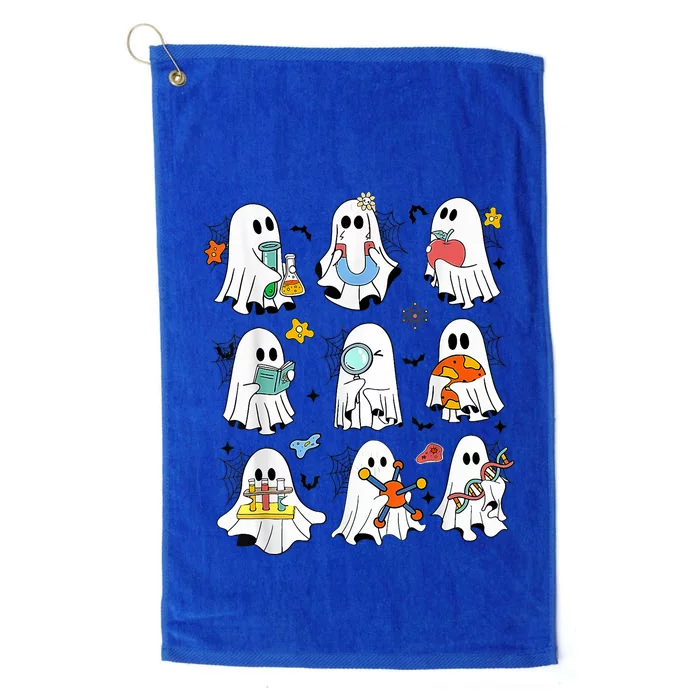 Retro Halloween Science Teacher Ghost Laboratory Teacher Platinum Collection Golf Towel