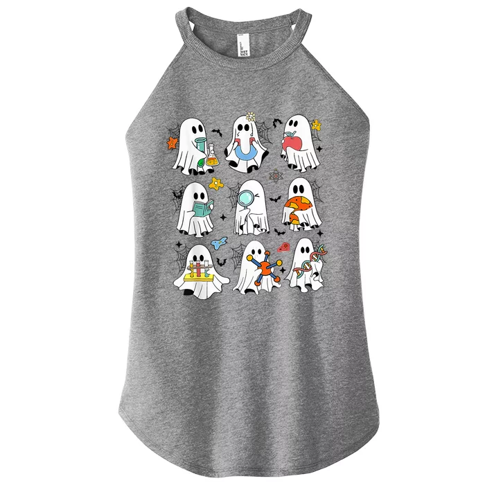 Retro Halloween Science Teacher Ghost Laboratory Teacher Women’s Perfect Tri Rocker Tank