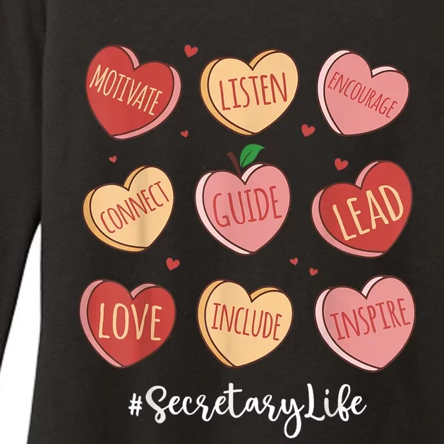 Retro Hearts School Secretary Life Funny Valentines Day Womens CVC Long Sleeve Shirt