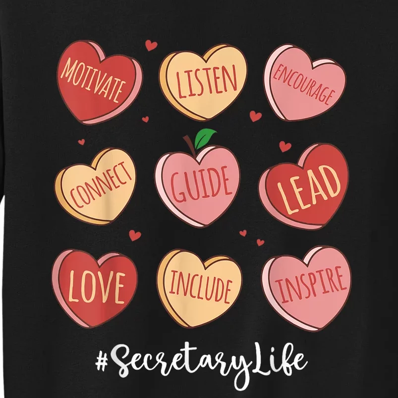 Retro Hearts School Secretary Life Funny Valentines Day Tall Sweatshirt