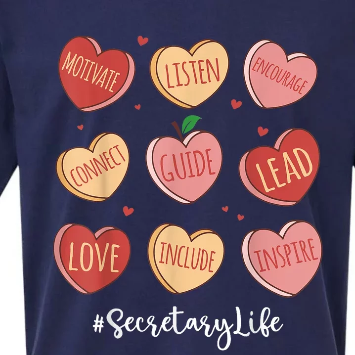 Retro Hearts School Secretary Life Funny Valentines Day Sueded Cloud Jersey T-Shirt