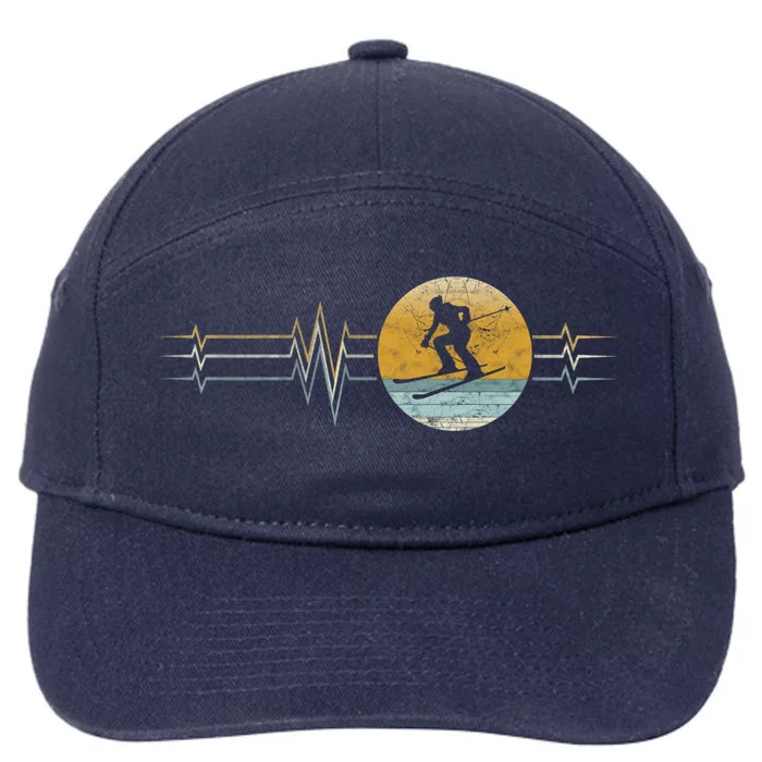 Retro Heartbeat Skiing Sport Lifeline Vintage Ski Gift Funny Gift 7-Panel Snapback Hat