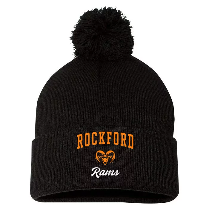 Rockford High School Rams Pom Pom 12in Knit Beanie