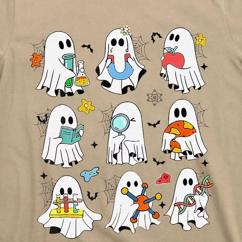 Retro Halloween Science Teacher Ghost Laboratory Teacher T-Shirt