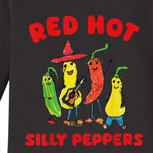 Red Hot Silly Peppers Fun Design Baby Long Sleeve Bodysuit