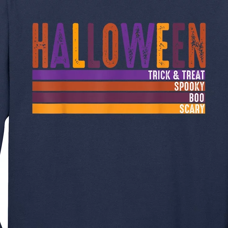 Retro Halloween Spooky Vibes Pumpkin Boo Trick Treat Long Sleeve Shirt