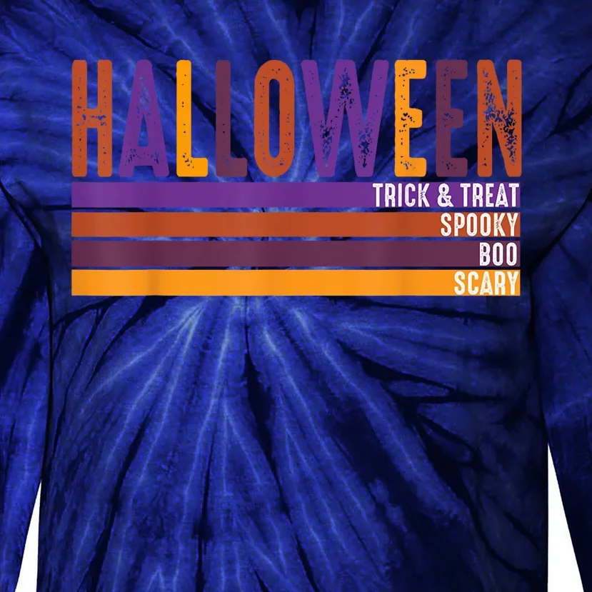 Retro Halloween Spooky Vibes Pumpkin Boo Trick Treat Tie-Dye Long Sleeve Shirt