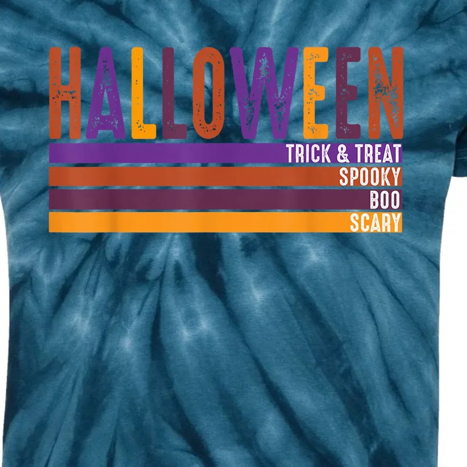 Retro Halloween Spooky Vibes Pumpkin Boo Trick Treat Kids Tie-Dye T-Shirt