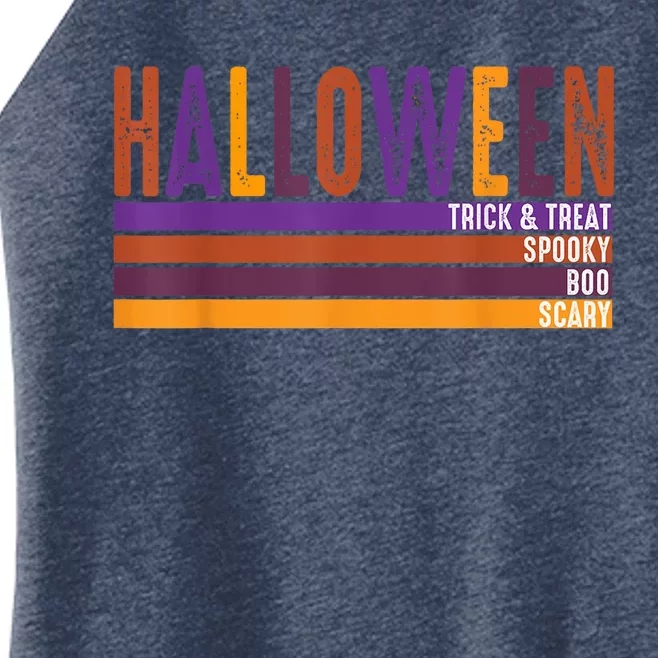 Retro Halloween Spooky Vibes Pumpkin Boo Trick Treat Women’s Perfect Tri Rocker Tank