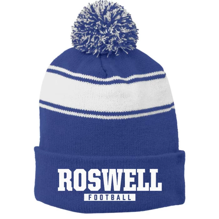 Roswell High School Football Stripe Pom Pom Beanie