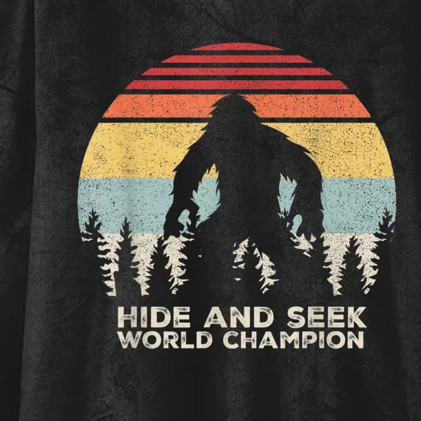 Retro Hide & Seek Champion Funny Sasquatch Bigfoot Hooded Wearable Blanket