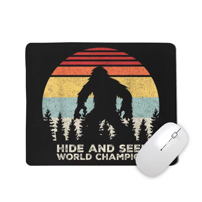 Retro Hide & Seek Champion Funny Sasquatch Bigfoot Mousepad