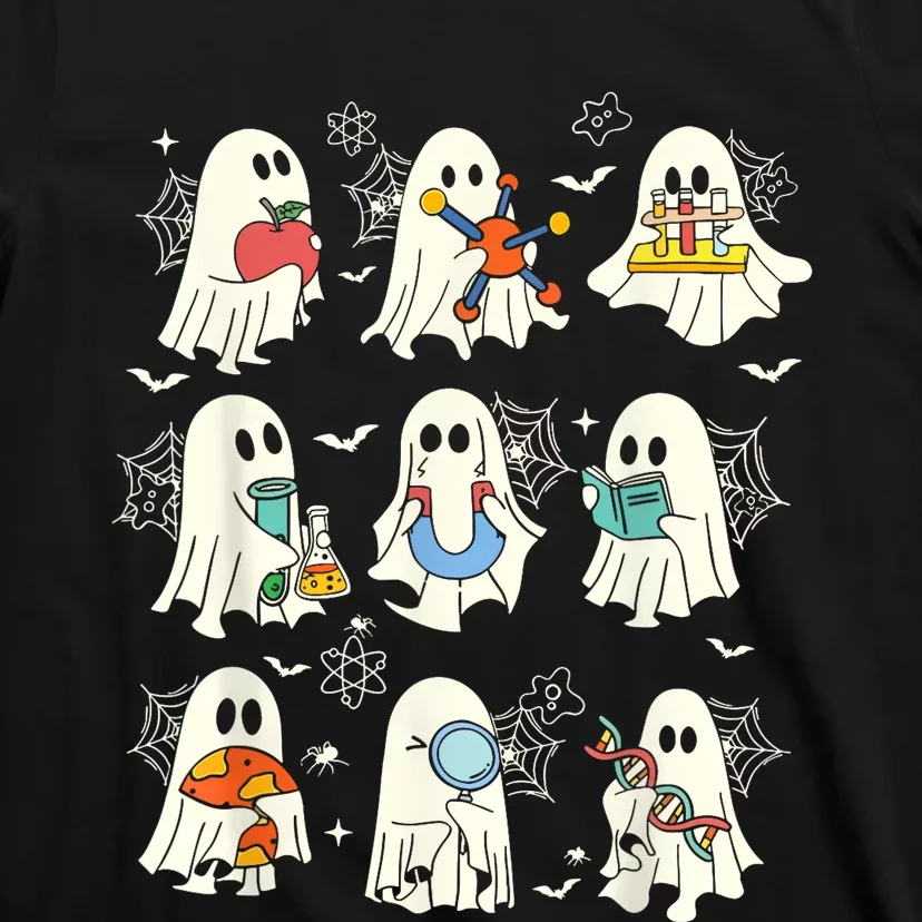 Retro Halloween Science Teacher Ghost Laboratory Teacher T-Shirt