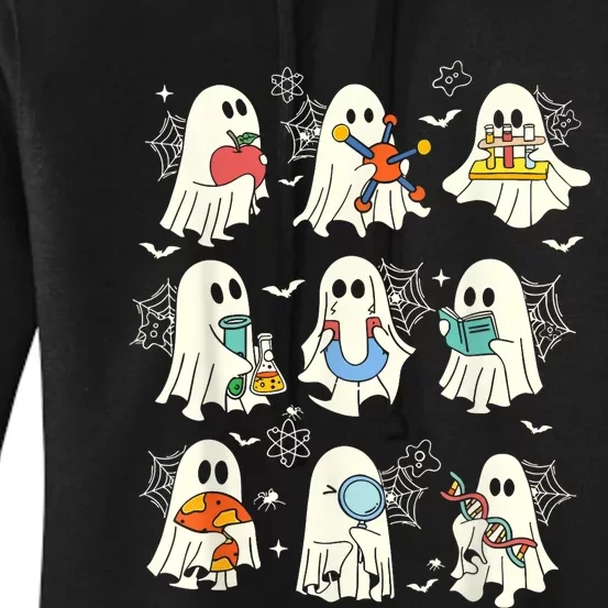 Retro Halloween Science Teacher Ghost Laboratory Teacher Women's Pullover Hoodie