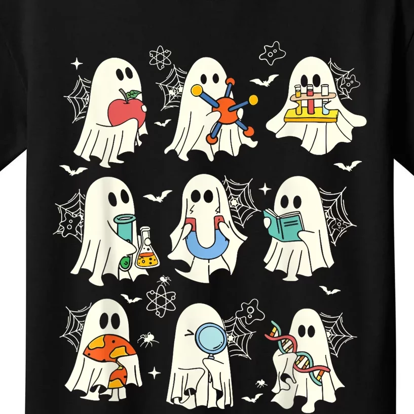 Retro Halloween Science Teacher Ghost Laboratory Teacher Kids T-Shirt