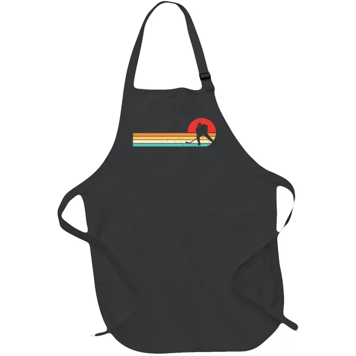 Retro Hockey Striped Logo Full-Length Apron With Pocket