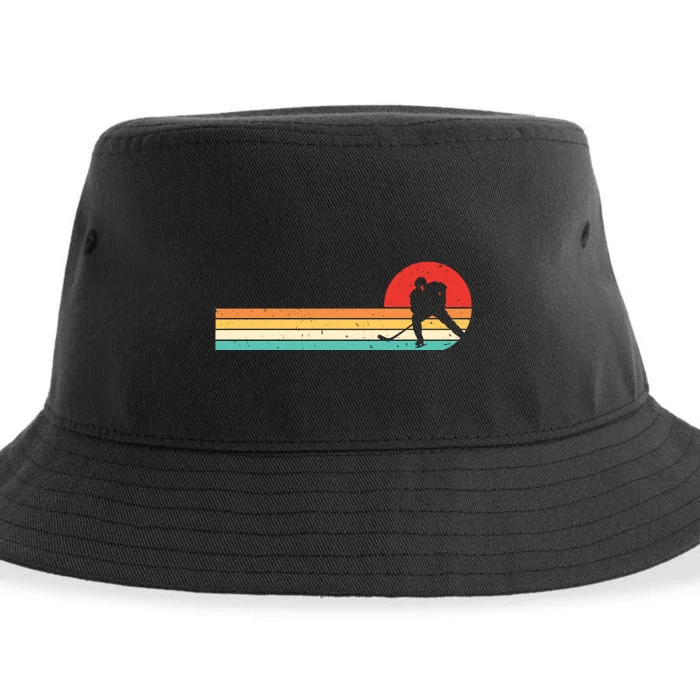 Retro Hockey Striped Logo Sustainable Bucket Hat