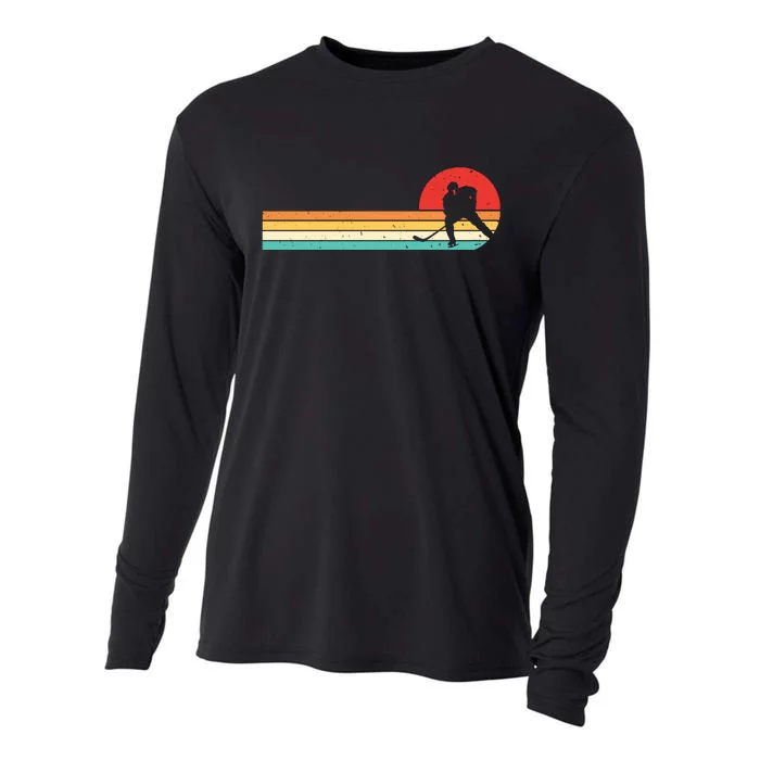 Retro Hockey Striped Logo Cooling Performance Long Sleeve Crew