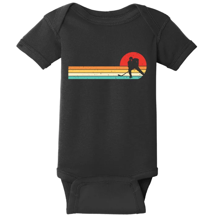 Retro Hockey Striped Logo Baby Bodysuit