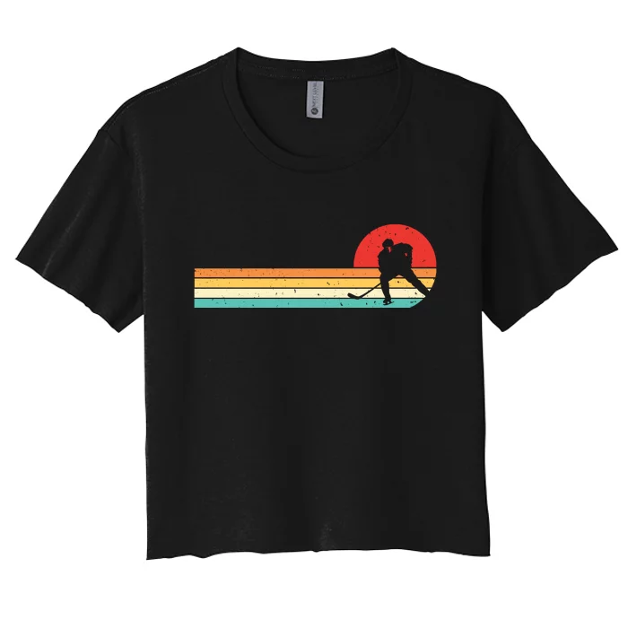 Retro Hockey Striped Logo Women's Crop Top Tee