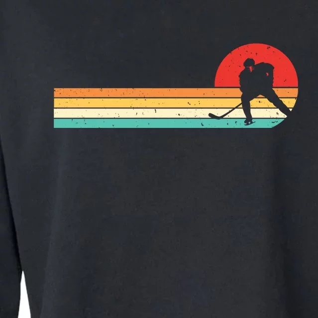 Retro Hockey Striped Logo Cropped Pullover Crew