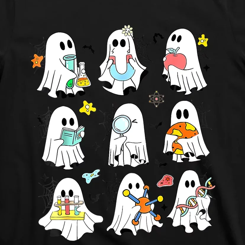 Retro Halloween Science Teacher Ghost Laboratory Teacher T-Shirt