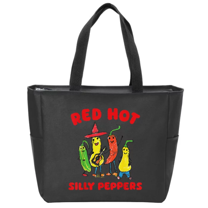 Red Hot Silly Peppers Fun Design Zip Tote Bag