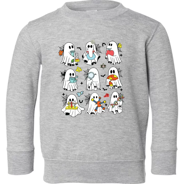 Retro Halloween Science Teacher Ghost Laboratory Teacher Toddler Sweatshirt