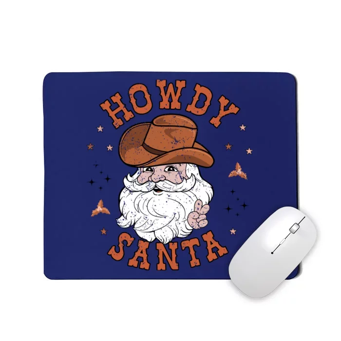 Retro Howdy Santa Cowboy Cowgirl Western Howdy Christmas Mousepad