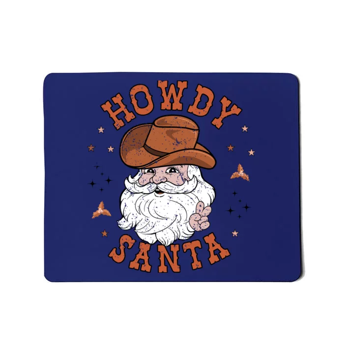 Retro Howdy Santa Cowboy Cowgirl Western Howdy Christmas Mousepad