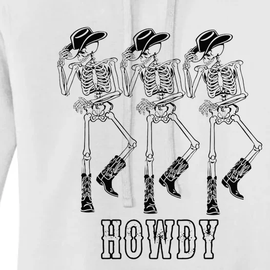 Retro Howdy Skeleton Cowgirl Dancing Cowboy Boots Horse Women's Pullover Hoodie