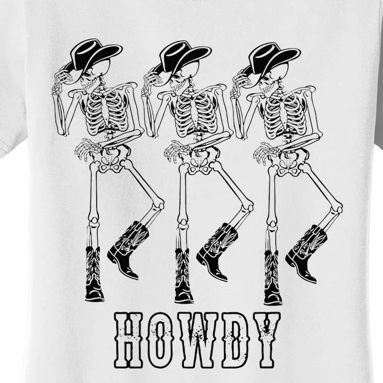 Retro Howdy Skeleton Cowgirl Dancing Cowboy Boots Horse Women's T-Shirt