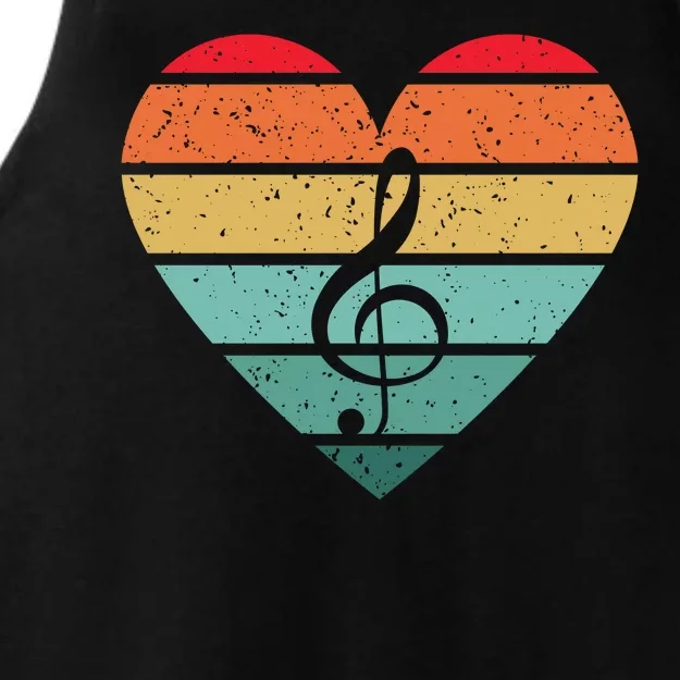 Retro Heart Sunset Note Music School Ladies Tri-Blend Wicking Tank