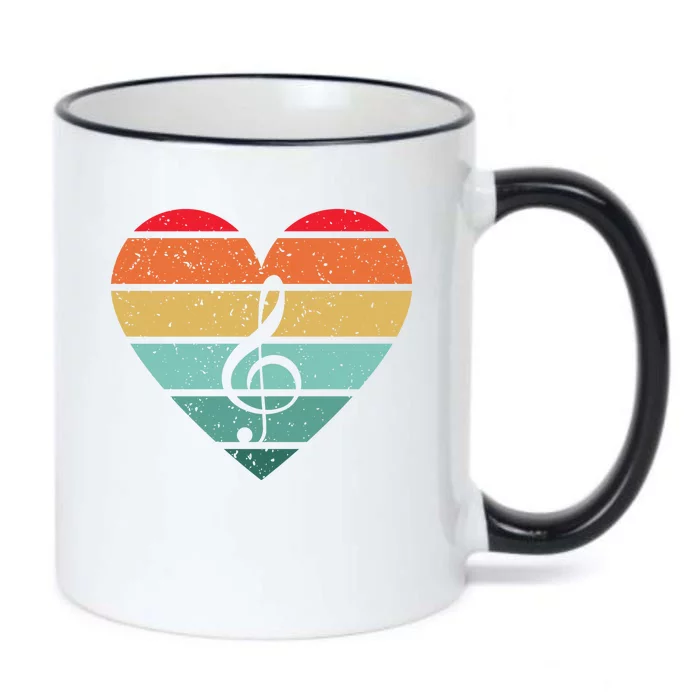 Retro Heart Sunset Note Music School Black Color Changing Mug