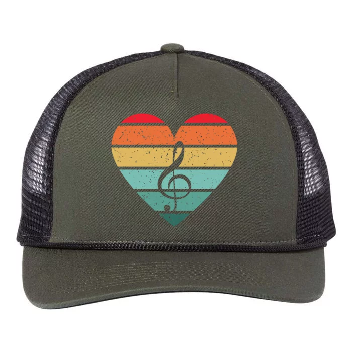 Retro Heart Sunset Note Music School Retro Rope Trucker Hat Cap