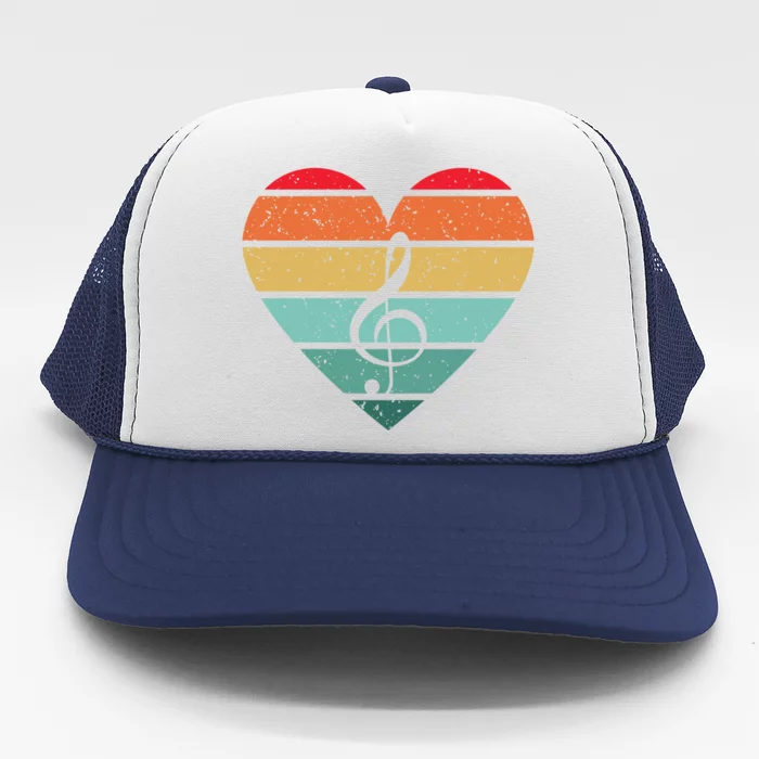 Retro Heart Sunset Note Music School Trucker Hat