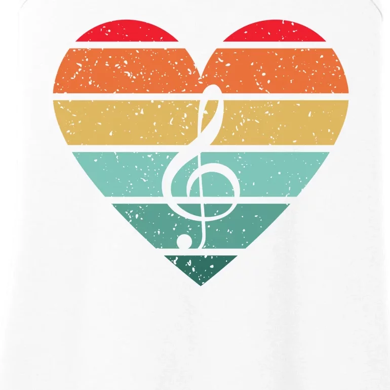 Retro Heart Sunset Note Music School Ladies Essential Tank