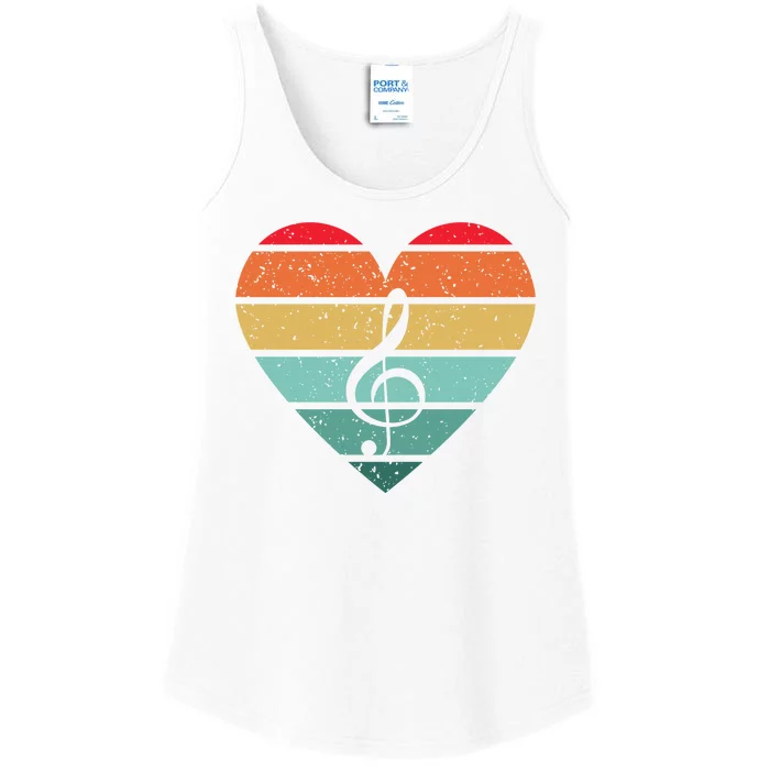 Retro Heart Sunset Note Music School Ladies Essential Tank