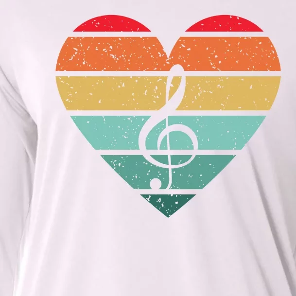 Retro Heart Sunset Note Music School Cooling Performance Long Sleeve Crew