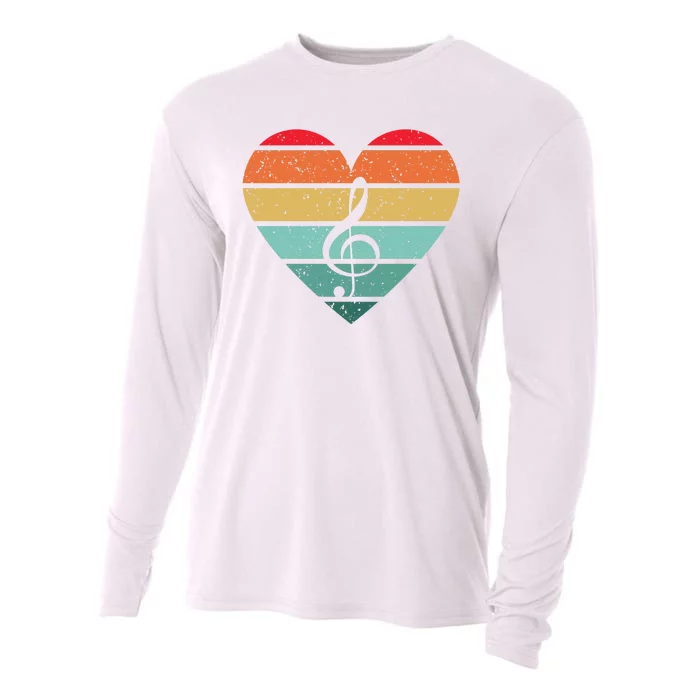 Retro Heart Sunset Note Music School Cooling Performance Long Sleeve Crew