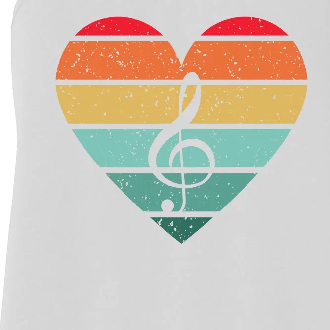 Retro Heart Sunset Note Music School Women's Racerback Tank