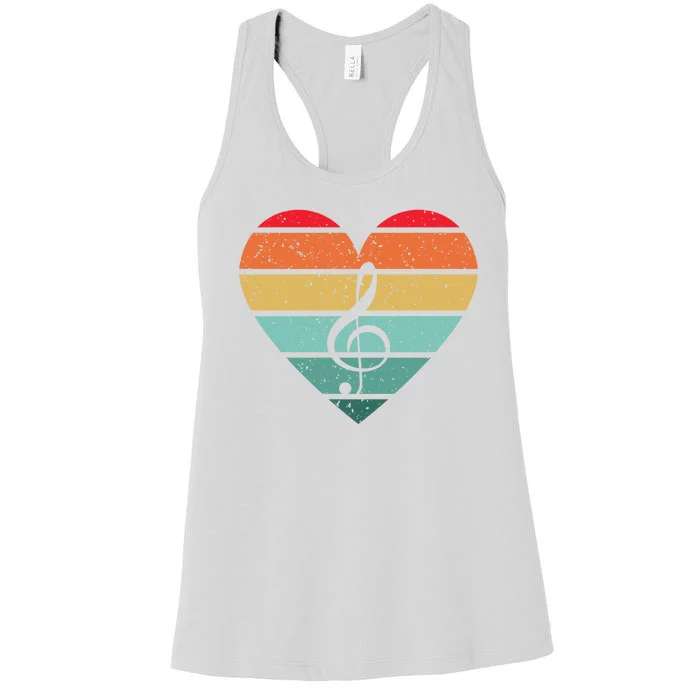 Retro Heart Sunset Note Music School Women's Racerback Tank