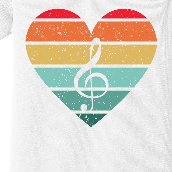 Retro Heart Sunset Note Music School Baby Bodysuit