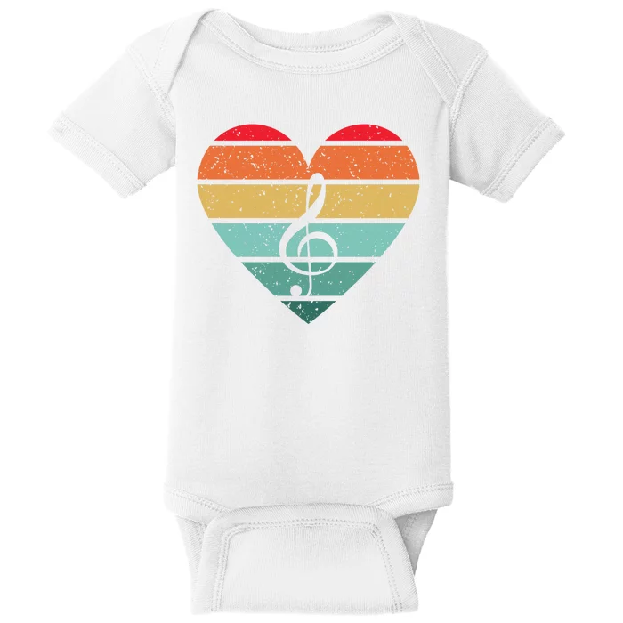 Retro Heart Sunset Note Music School Baby Bodysuit