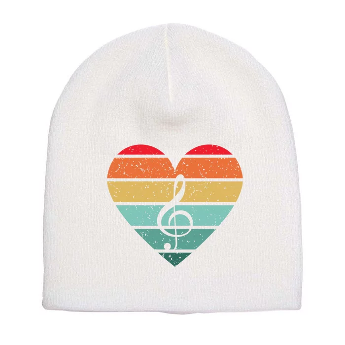 Retro Heart Sunset Note Music School Short Acrylic Beanie