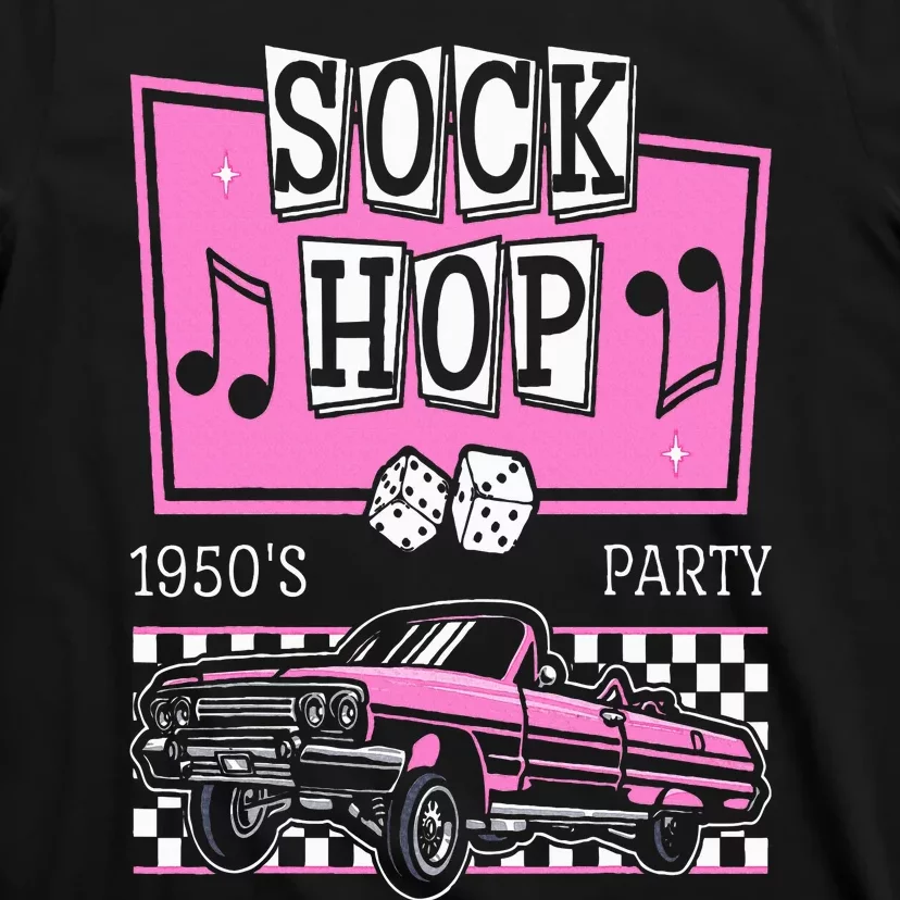 Retro Hop Sock 50s Rock Roll Party Pink Classic Theme T-Shirt