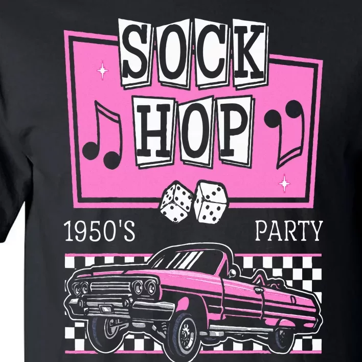 Retro Hop Sock 50s Rock Roll Party Pink Classic Theme Tall T-Shirt